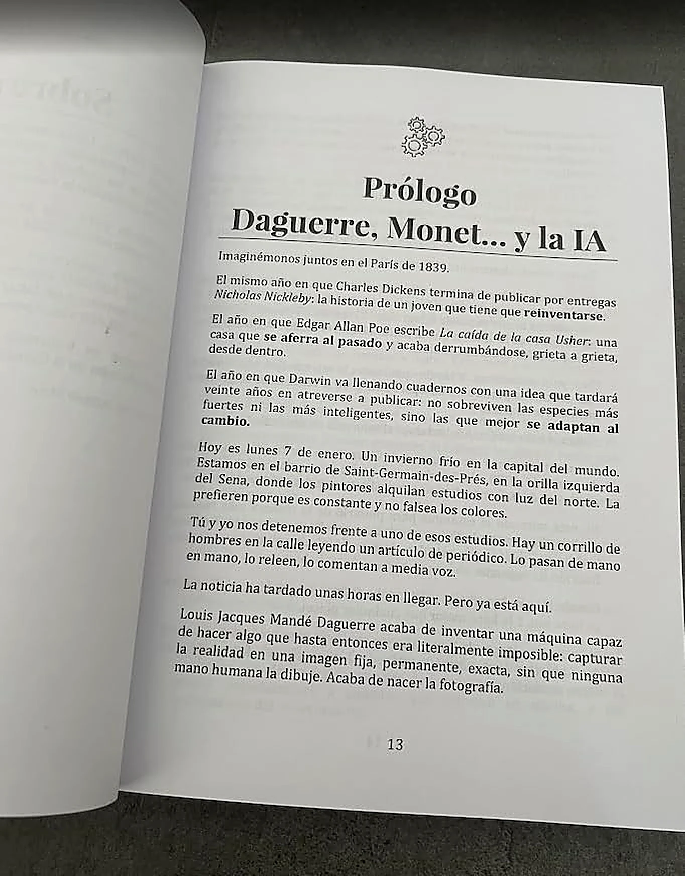 Libro Irremplazable en la era de la IA abierto por la primera página del prólogo